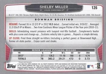 2013 Bowman - Silver Ice #126 Shelby Miller Back