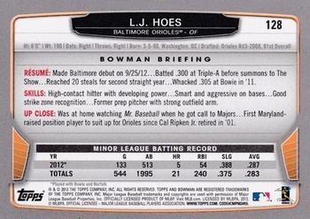 2013 Bowman - Silver Ice #128 L.J. Hoes Back