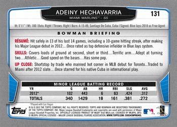 2013 Bowman - Silver Ice #131 Adeiny Hechavarria Back