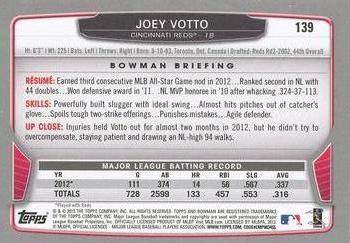 2013 Bowman - Silver Ice #139 Joey Votto Back