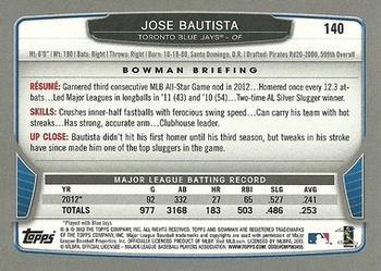 2013 Bowman - Silver Ice #140 Jose Bautista Back