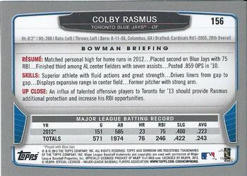 2013 Bowman - Silver Ice #156 Colby Rasmus Back