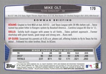 2013 Bowman - Silver Ice #170 Mike Olt Back