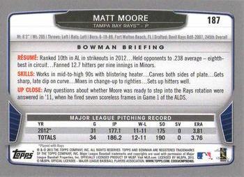 2013 Bowman - Silver Ice #187 Matt Moore Back