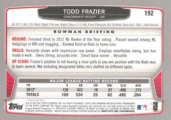 2013 Bowman - Silver Ice #192 Todd Frazier Back