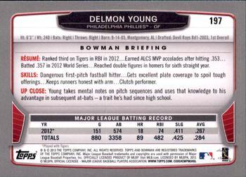 2013 Bowman - Silver Ice #197 Delmon Young Back