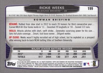 2013 Bowman - Silver Ice #199 Rickie Weeks Back