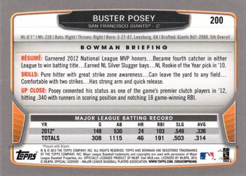 2013 Bowman - Silver Ice #200 Buster Posey Back