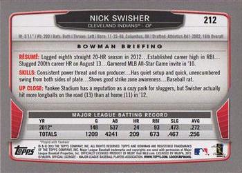2013 Bowman - Silver Ice #212 Nick Swisher Back