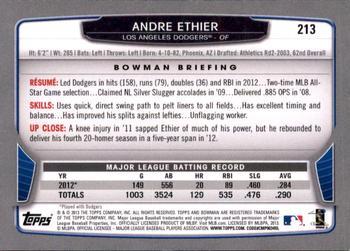 2013 Bowman - Silver Ice #213 Andre Ethier Back