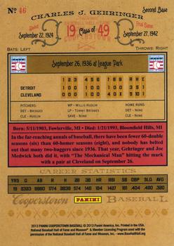 2013 Panini Cooperstown #46 Charlie Gehringer Back