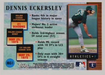 1996 Topps Chrome - Masters of the Game #MG1 Dennis Eckersley Back