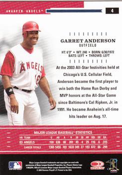 2004 Donruss Throwback Threads #4 Garret Anderson Back