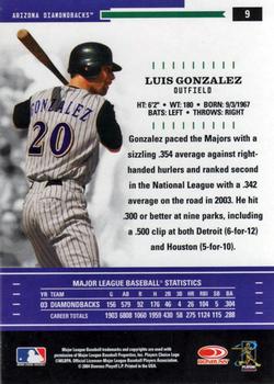 2004 Donruss Throwback Threads #9 Luis Gonzalez Back