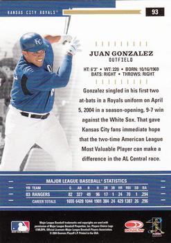 2004 Donruss Throwback Threads #93 Juan Gonzalez Back