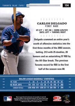 2004 Donruss Throwback Threads #194 Carlos Delgado Back