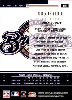 2004 Donruss Throwback Threads #215 Robin Yount Back
