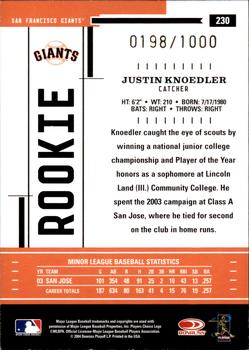 2004 Donruss Throwback Threads #230 Justin Knoedler Back