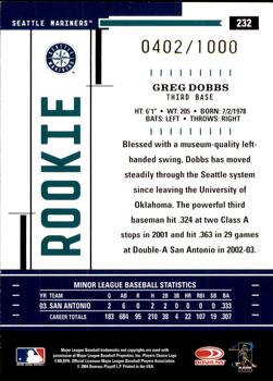 2004 Donruss Throwback Threads #232 Greg Dobbs Back