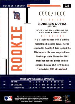 2004 Donruss Throwback Threads #235 Roberto Novoa Back