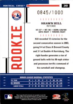 2004 Donruss Throwback Threads #249 Shawn Hill Back