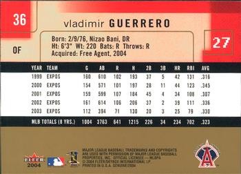 2004 Fleer Genuine Insider #36 Vladimir Guerrero Back