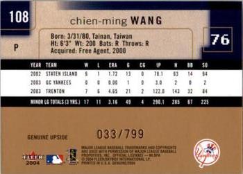 2004 Fleer Genuine Insider #108 Chien-Ming Wang Back
