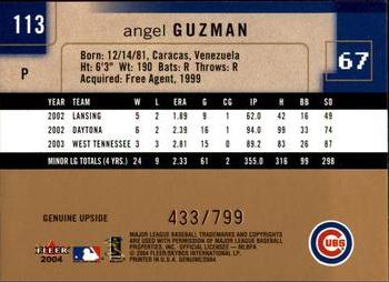 2004 Fleer Genuine Insider #113 Angel Guzman Back
