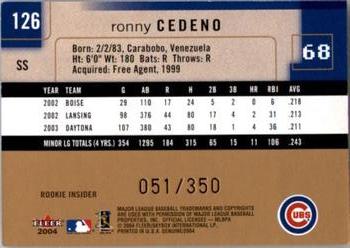 2004 Fleer Genuine Insider #126 Ronny Cedeno Back