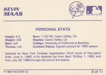 1990 Star Kevin Maas #8 Kevin Maas Back