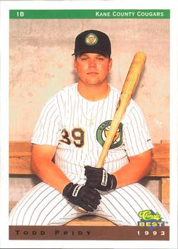 1993 Classic Best Kane County Cougars #16 Todd Pridy Front