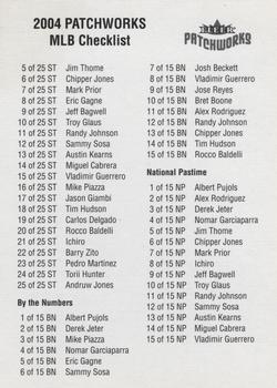2004 Fleer Patchworks #NNO Patchworks MLB Checklist Front