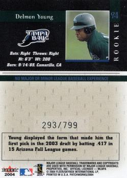 2004 Fleer Patchworks #94 Delmon Young Back