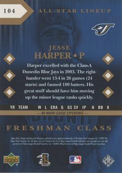 2004 Upper Deck Diamond Collection All-Star Lineup #104 Jesse Harper Back