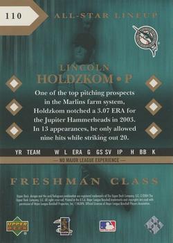 2004 Upper Deck Diamond Collection All-Star Lineup #110 Lincoln Holdzkom Back