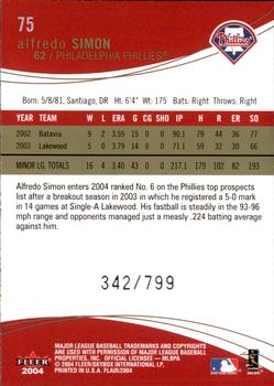 2004 Flair #75 Alfredo Simon Back
