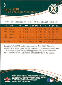 2004 Flair #8 Barry Zito Back