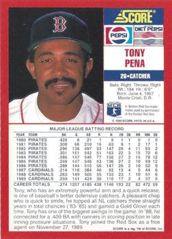 1990 Score Pepsi Boston Red Sox #14 Tony Pena Back