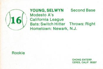 1981 Chong Modesto A's #16 Selwyn Young Back