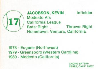 1981 Chong Modesto A's #17 Kevin Jacobson Back