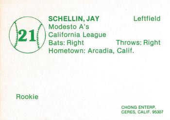 1981 Chong Modesto A's #21 Jay Schellin Back