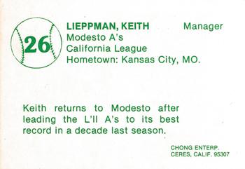 1981 Chong Modesto A's #26 Keith Lieppman Back