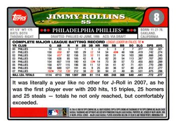 2008 Topps Chrome #8 Jimmy Rollins Back