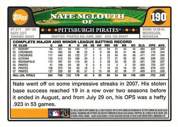 2008 Topps Chrome #190 Nate McLouth Back