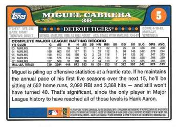 2008 Topps Chrome #5 Miguel Cabrera Back