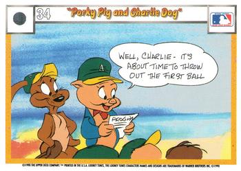1990 Upper Deck Comic Ball #19 / 34 Porky Pig and Charlie Dog Back