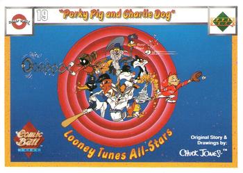 1990 Upper Deck Comic Ball #19 / 34 Porky Pig and Charlie Dog Front