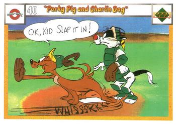 1990 Upper Deck Comic Ball #40 / 49 Porky Pig and Charlie Dog Front