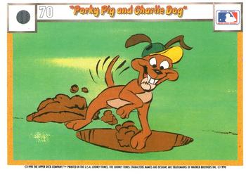 1990 Upper Deck Comic Ball #55 / 70 Porky Pig and Charlie Dog Back