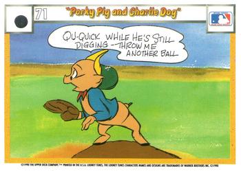 1990 Upper Deck Comic Ball #56 / 71 Porky Pig and Charlie Dog Back